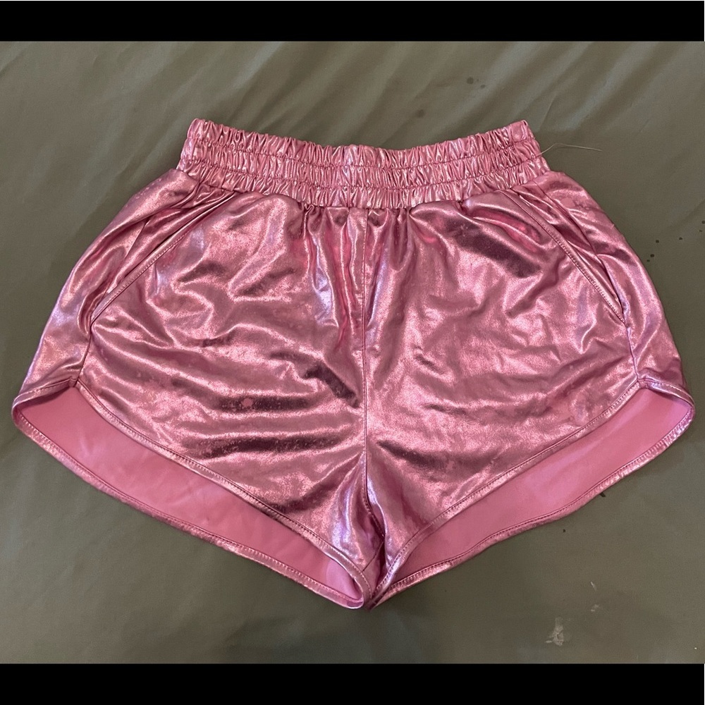 metallic pink shorts, size M, rave